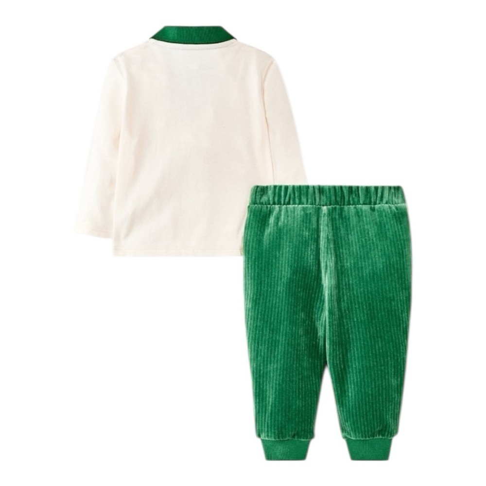 NWT Cloud Island Holiday Cream and Green Baby Corduroy Outfit- 18M - Picture 2 of 10